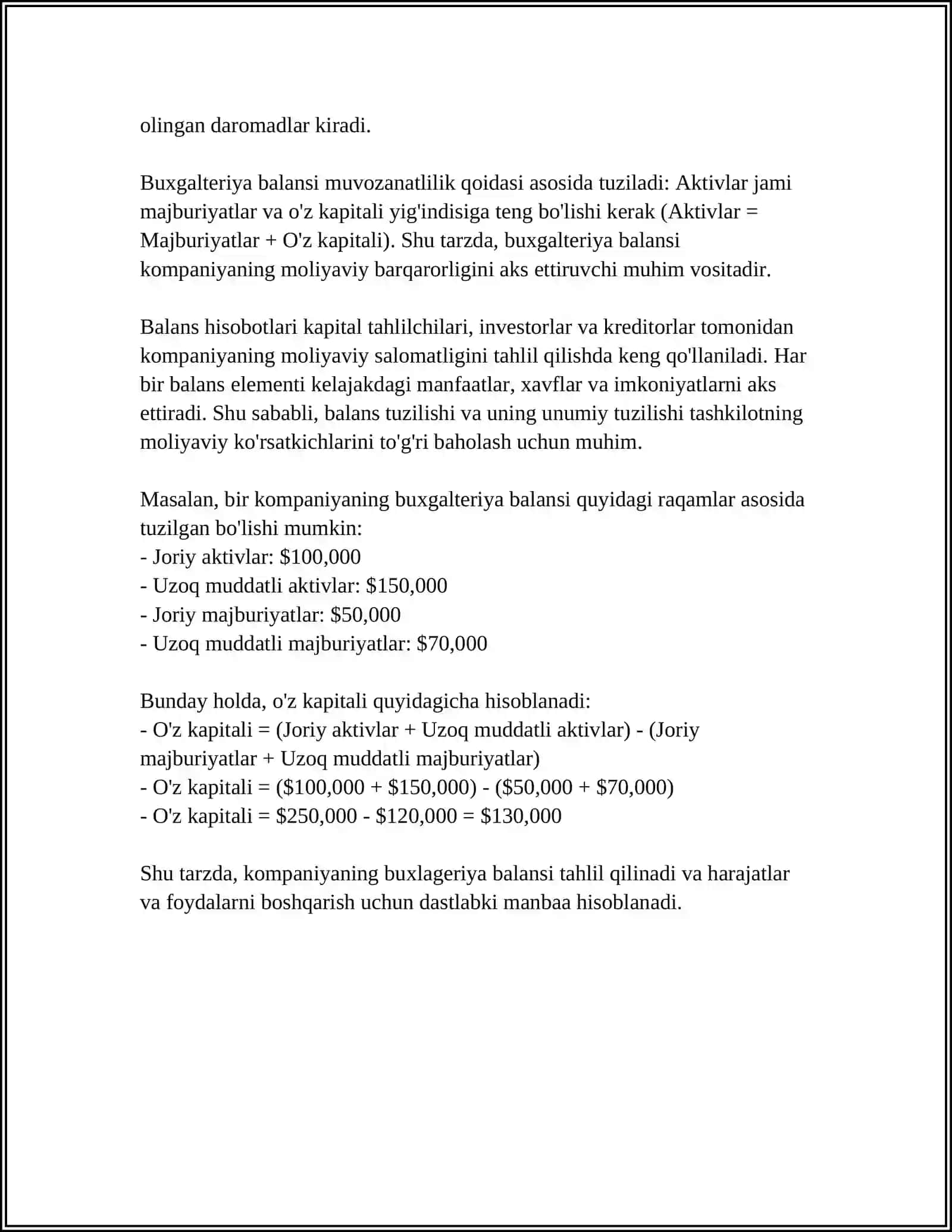 Buxgalteriya balansi va uning tuzilishi 4