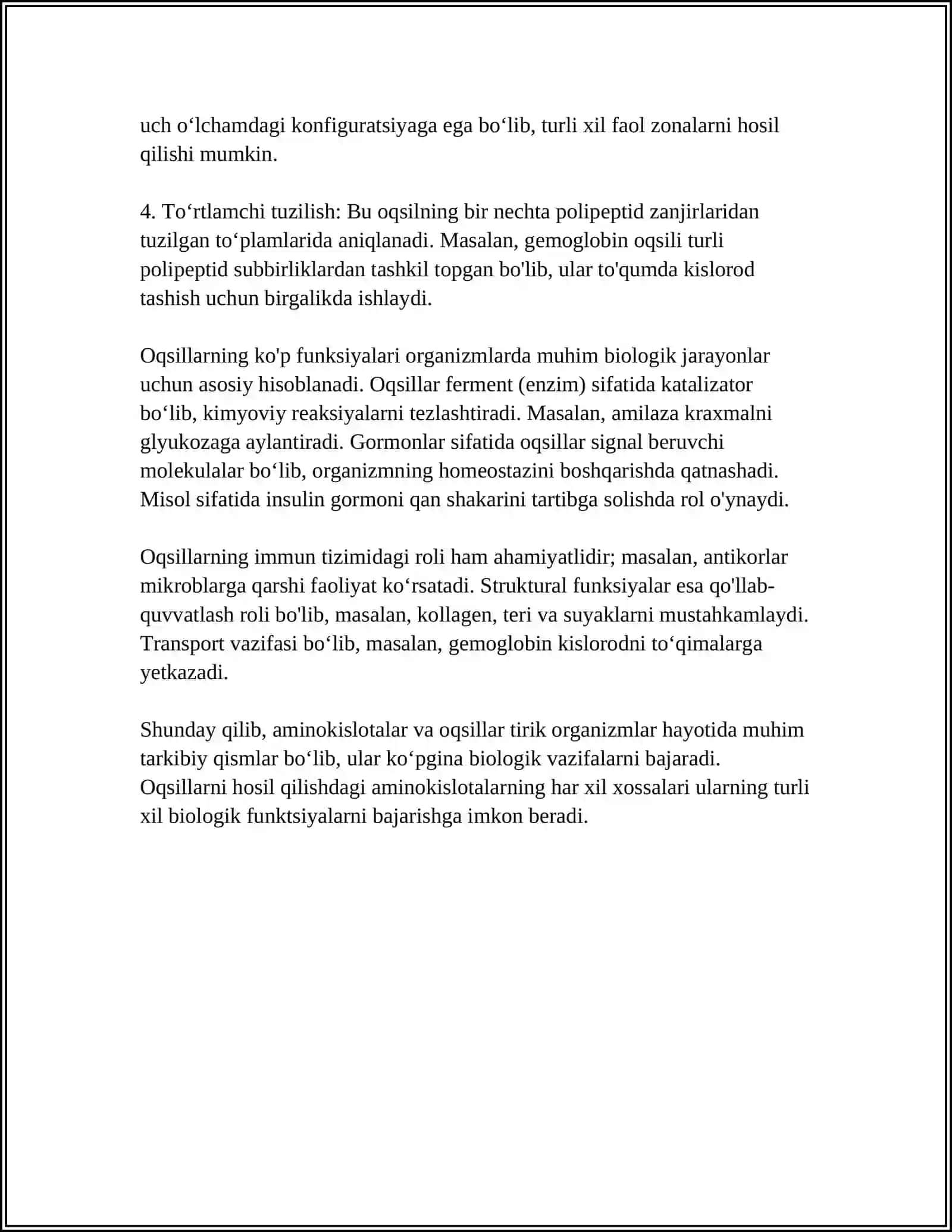 OQSILLAR VA PEPTIDLARNING KIMYOVIY TARKIBINI ANIQLASH TAMOYILLARINI O‘ZLASHTIRISH 4