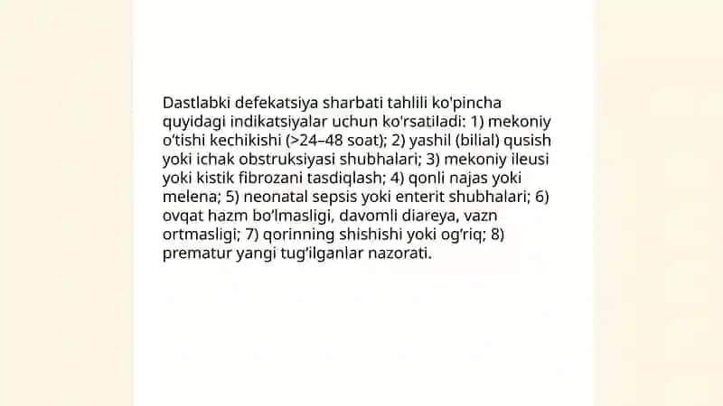 Dastlabki defekatsiya sharbati tahlili 4