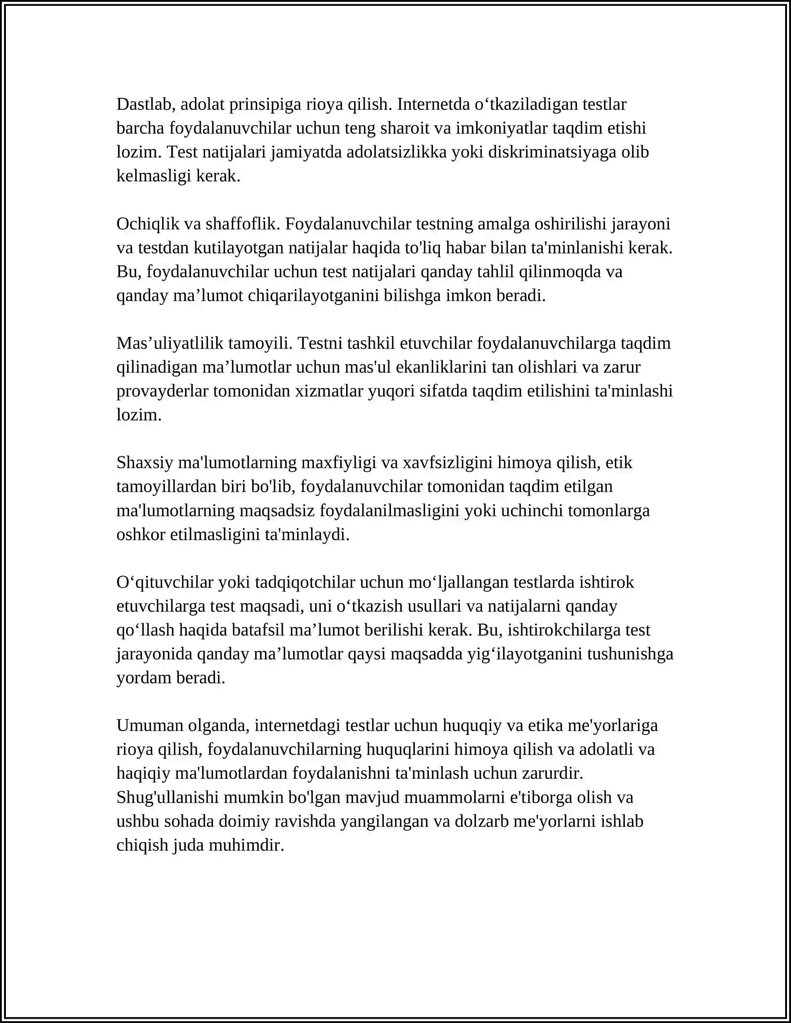 INTERNETDAGI TESTLAR: YANGI MUAMMOLARI VA ISTIQBOLLARI 4