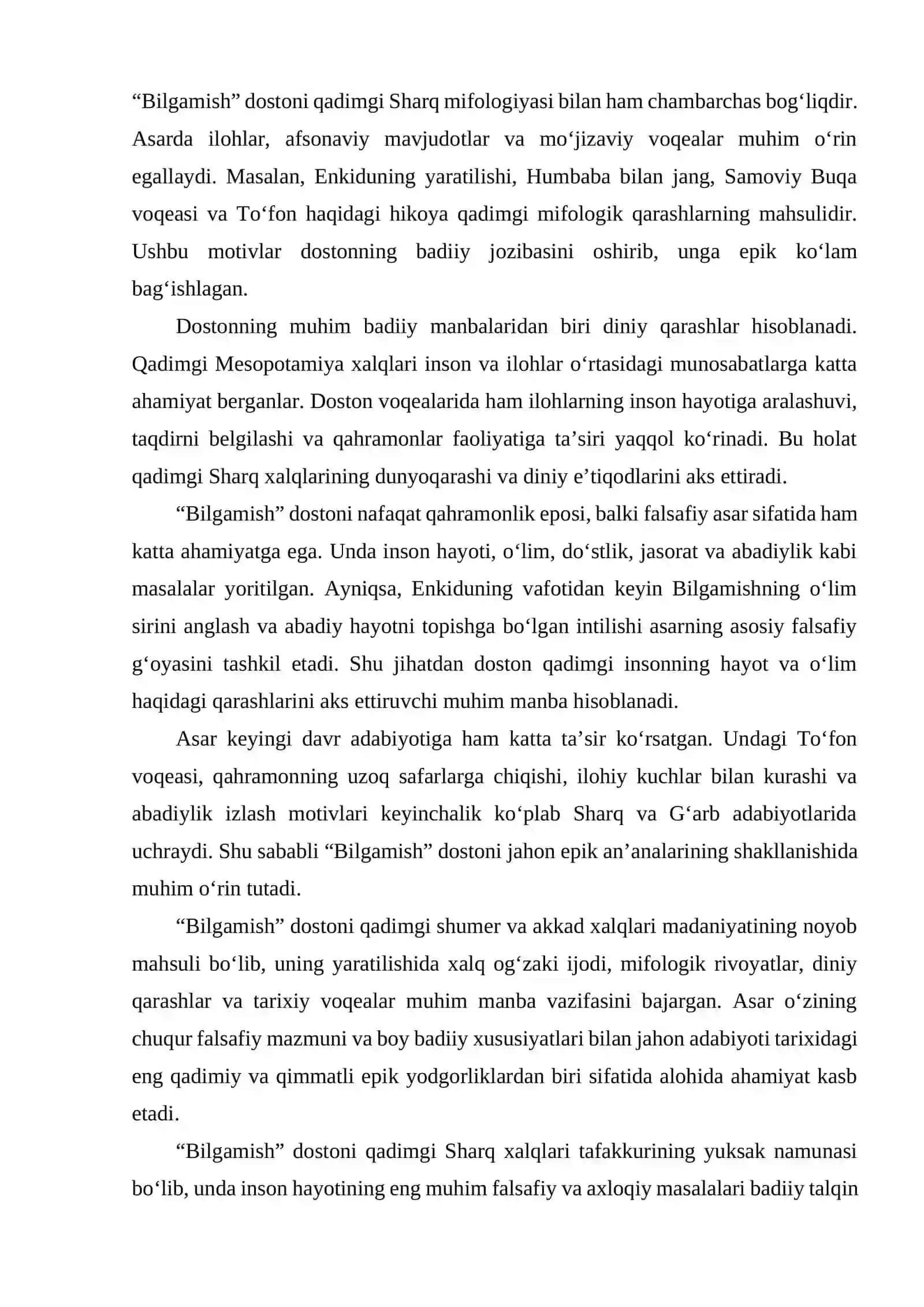 "Bilgamish" dostonining poetik xususiyatlari 4
