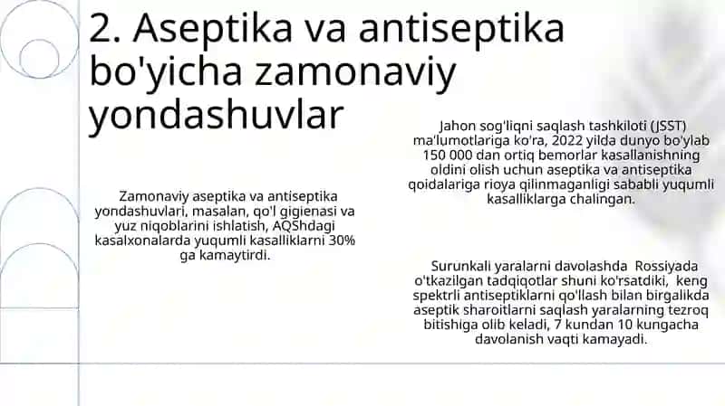 Aseptik va antiseptik tushunchasi operatsion maydon aseptikasi va tushunchasi 4