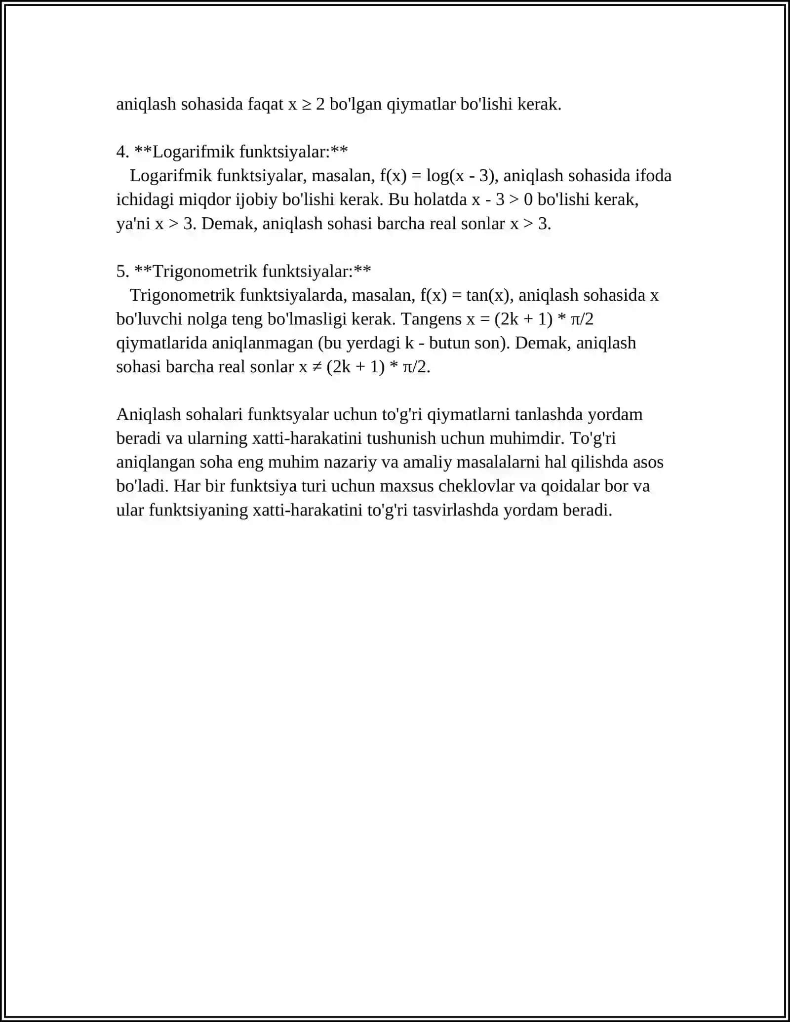 MATEMATIK FUNKSIYALAR BILAN ISHLASH 4