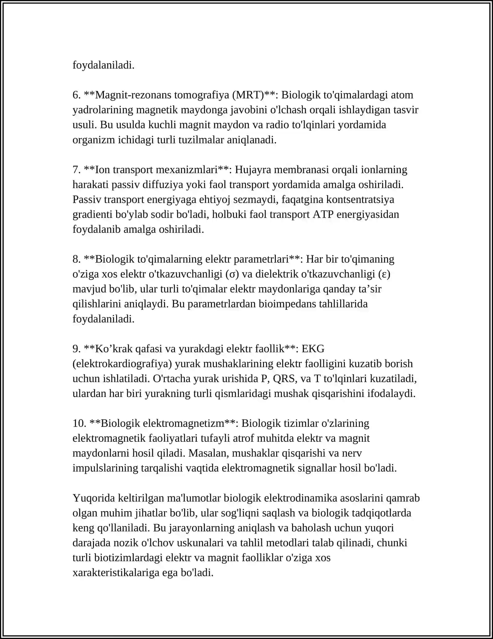 BIOLOGIK ELEKTRODINAMIKA. O’ZGARUVCHAN VA O’ZGARMAS TOK. QARSHILIK 4