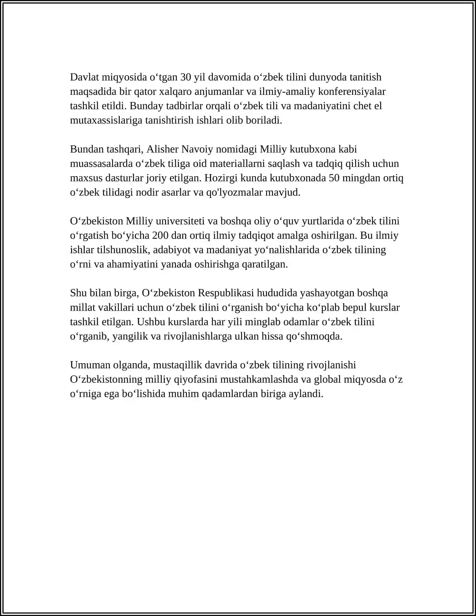 MUSTAQILLIK YILLARDA OʻZBEKISTONDAGI MANAVIY VA MADANIY TARAQQIYOT 4