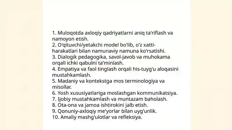 Muloqot asosida ma'naviy madaniyatni shakllantirish mezonlari va omillari 4