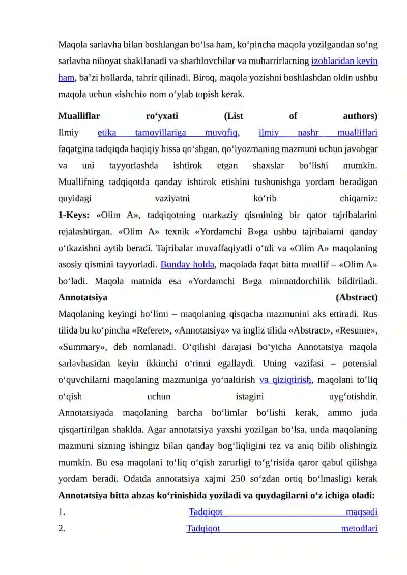 TEZIS VA MAQOLALAR (IMRAT) TAHLILINI O‘RGANISH 4