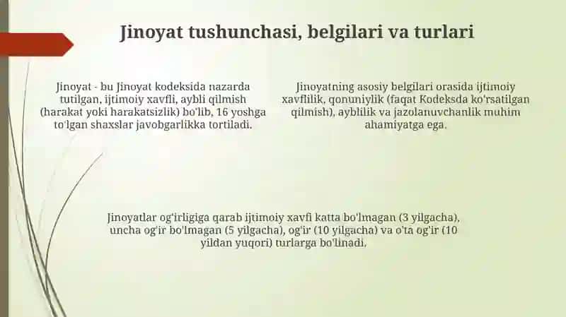 O‘zbekiston Respublikasi jinoiy qonunchiligining umumiy xususiyatlari 4