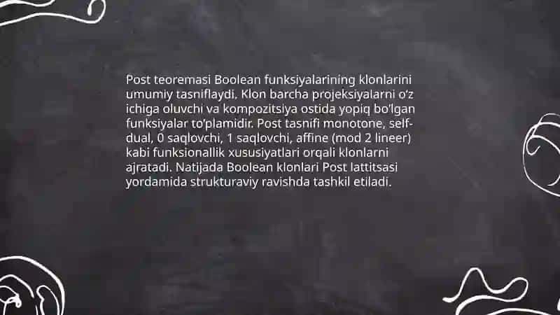 Post teoremasi va jegalkin polinomi 4