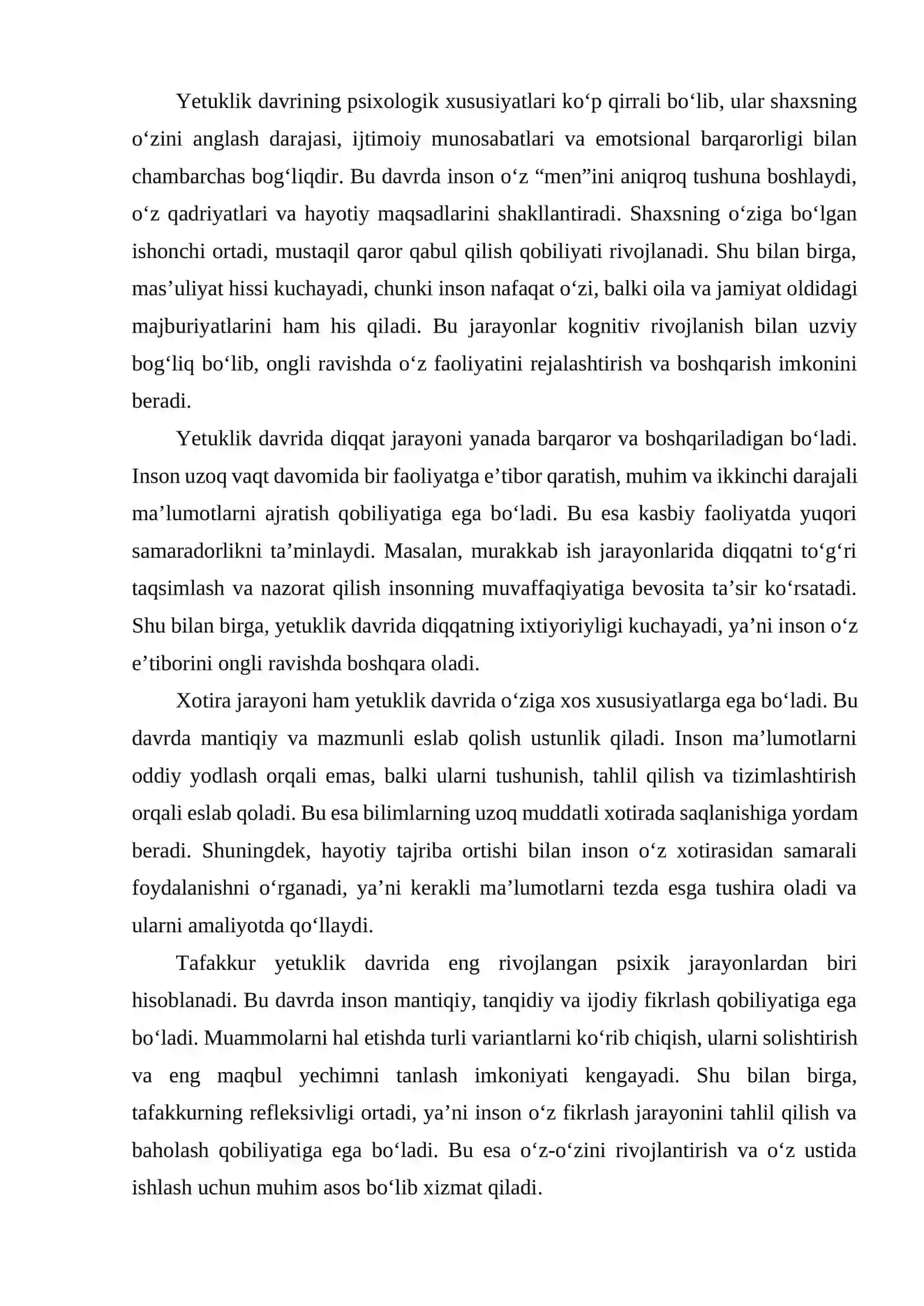Yetuklik davrida kognitiv soha rivojlanish xususiyatlari 4
