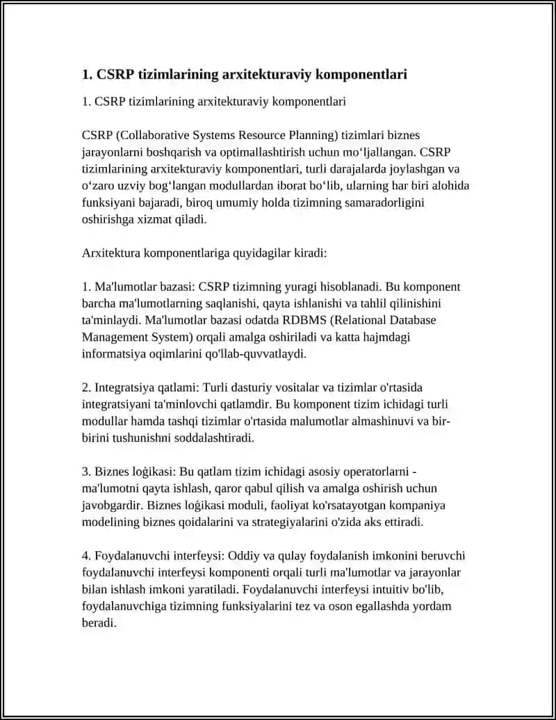CSRP TIZIMLARINING ASOSIY KOMPONENTLARI 4