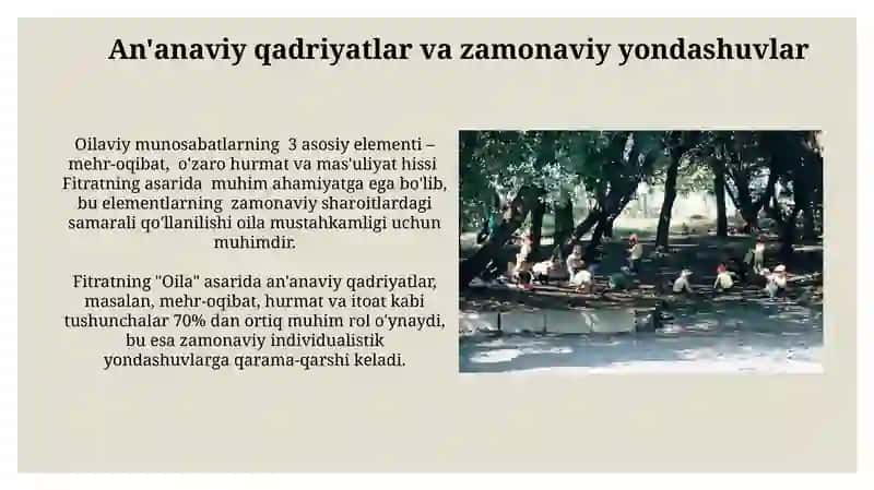 Fitratning "Oila" asarida oila qurish vafarzandtarbiyasi 4