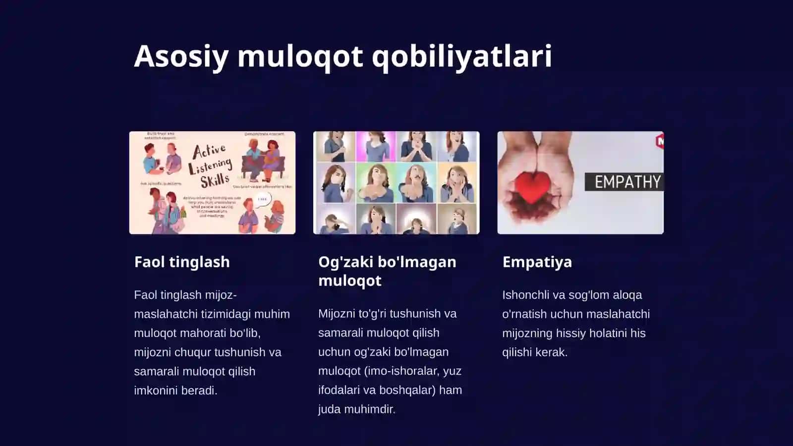 Mijoz-konsultant tizimida o’zarota’sir, muloqot 4