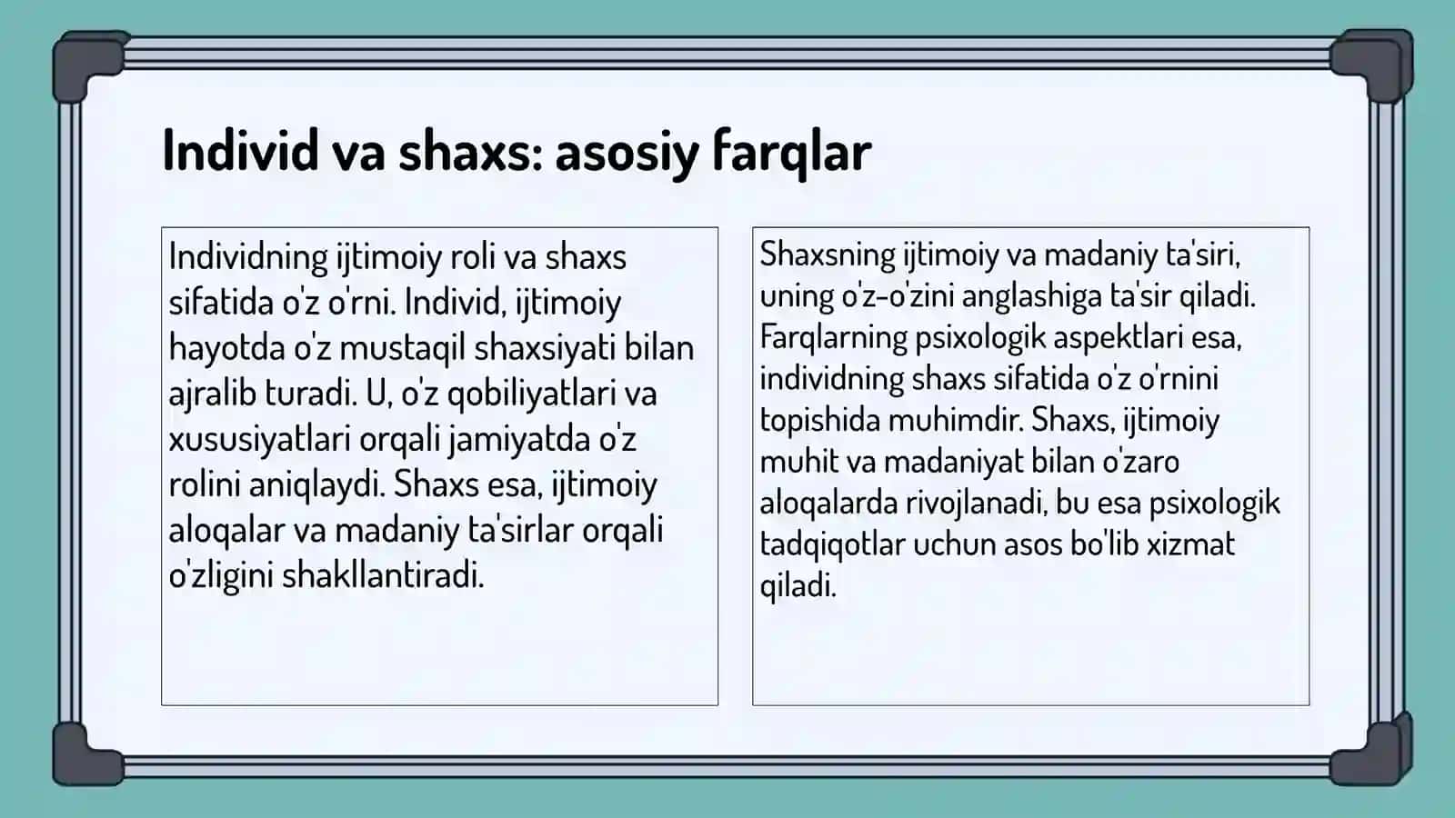 Individ va shaxs: farqlar va o'xshashliklar 4