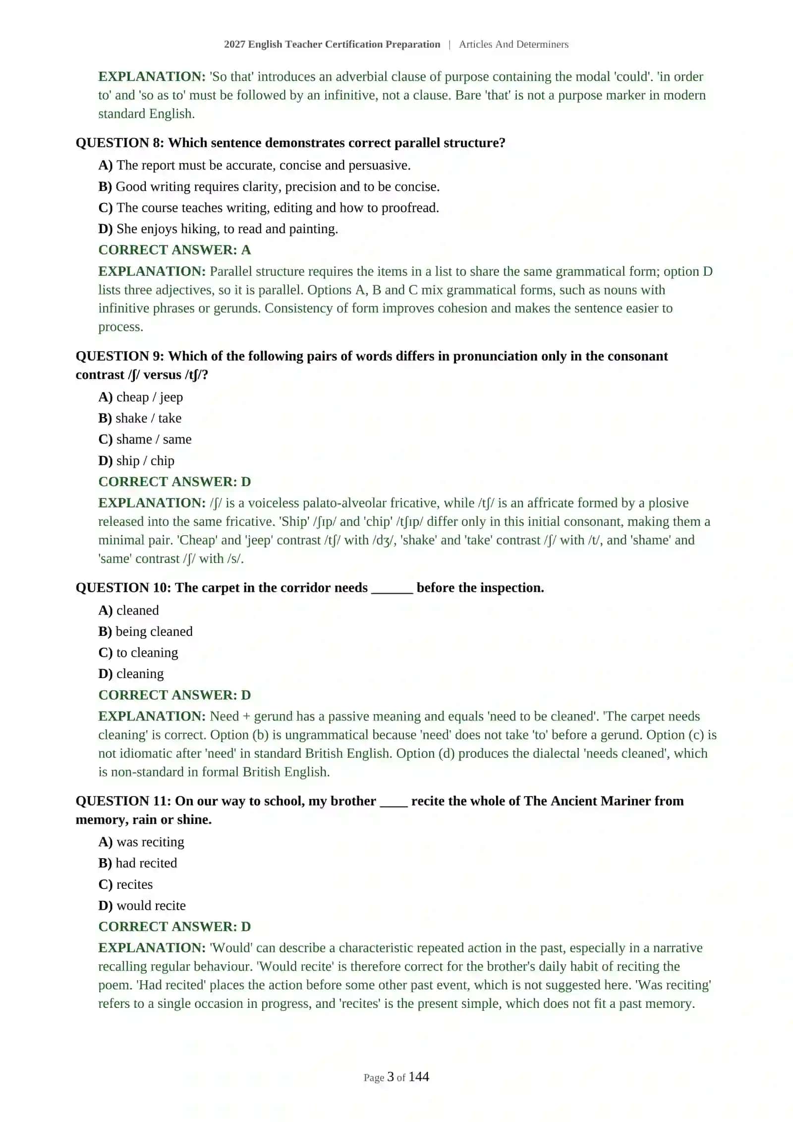 ENGLISH TEACHER CERTIFICATION PREPARATION | ARTICLES AND DETERMINERS 4
