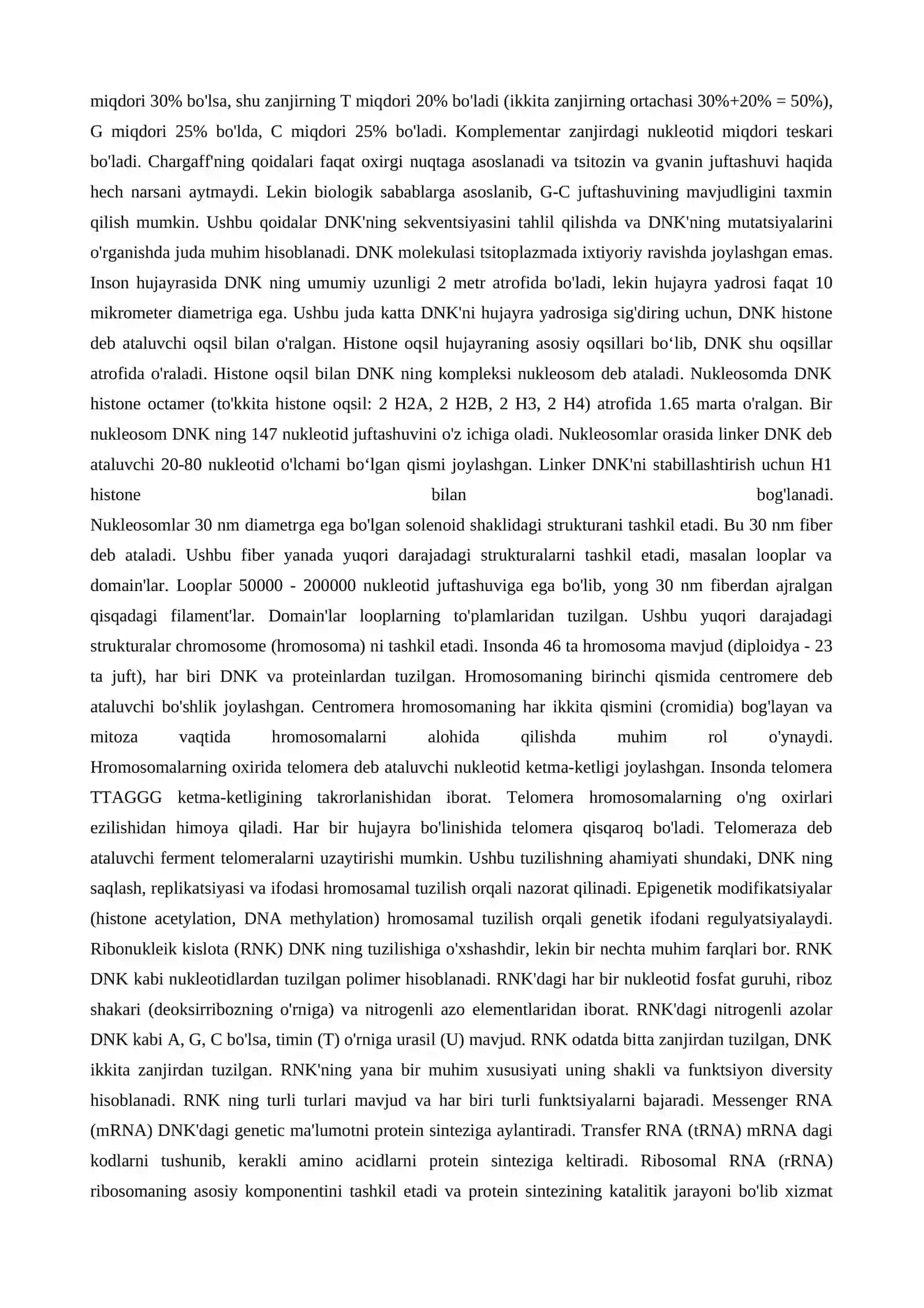 Bioinformatika  fanidan (dnk va rnk tuzulishi) 4