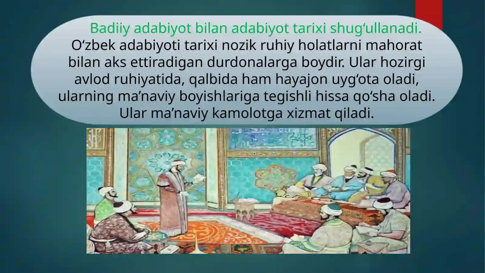 O‘zbekmumtozadabiyotining shakllanishi, taraqqiyot bosqichlari va asosiy yo‘nalishlari 4
