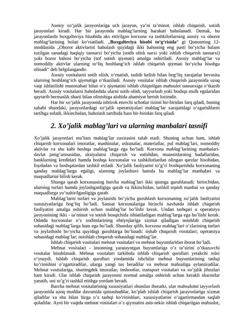 Xo‘jalik mablag‘larning tashkil topish manbalari tushuncha va ularning tavsifi 4