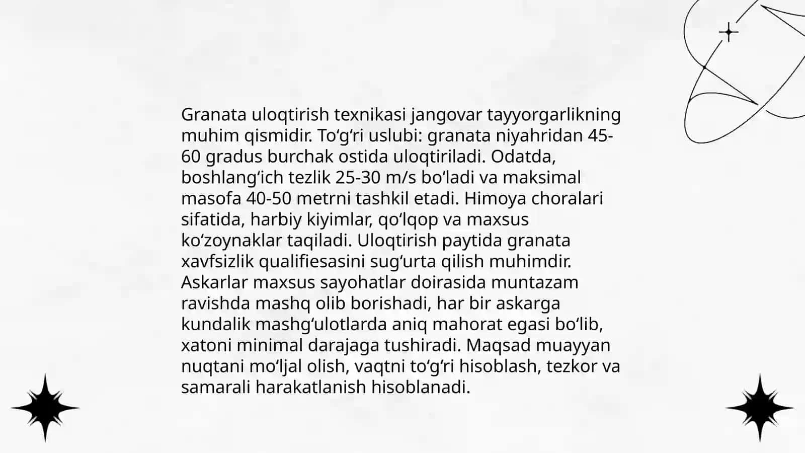 Granata uloqtirish turlari texnikasini orgatish 4
