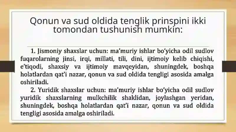 MA’MURIY SUD ISH YURITUVINING ASOSIY PRINSIPLARI,SUDNING TARKIBI VA SUD PROTSESSIDA RAD QILISH 4