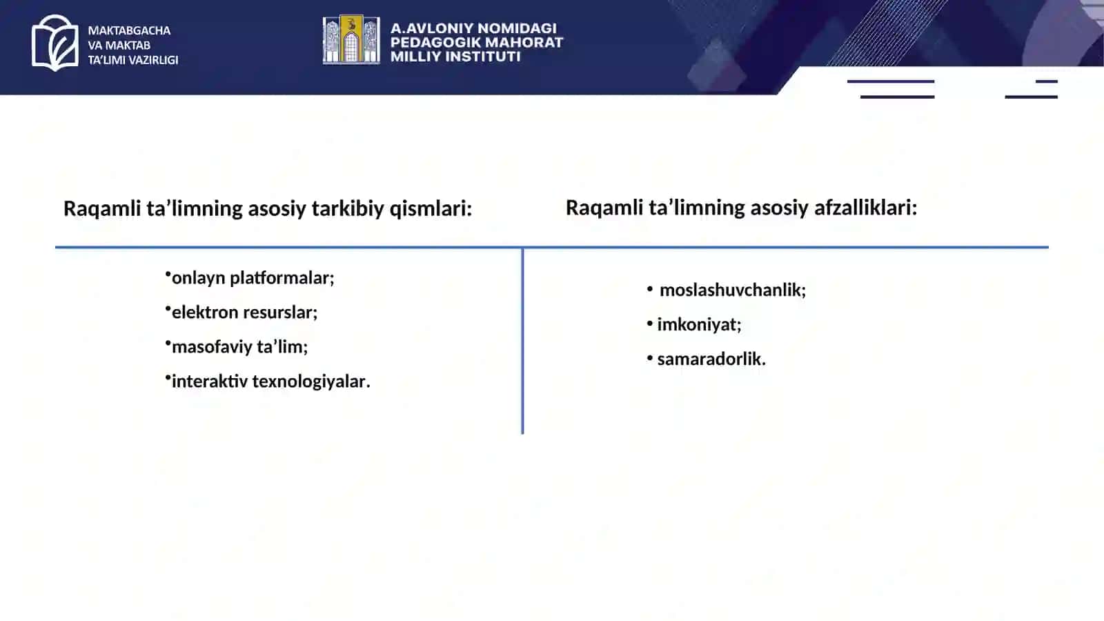 TA‘LIM JARAYONLARINI RAQAMLASHTIRISH ASOSLARI 4