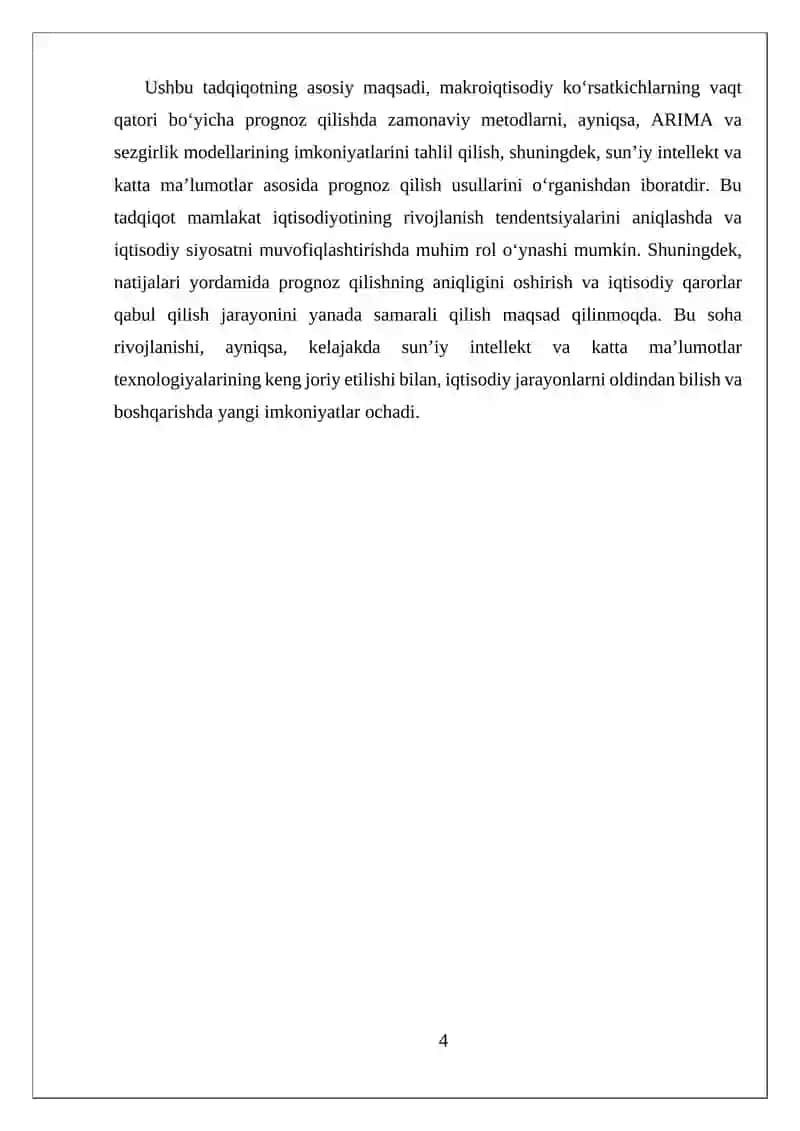 Makroiqtisodiy koʻrsatkichlarning vaqt qatori boʻyicha prognozi 4