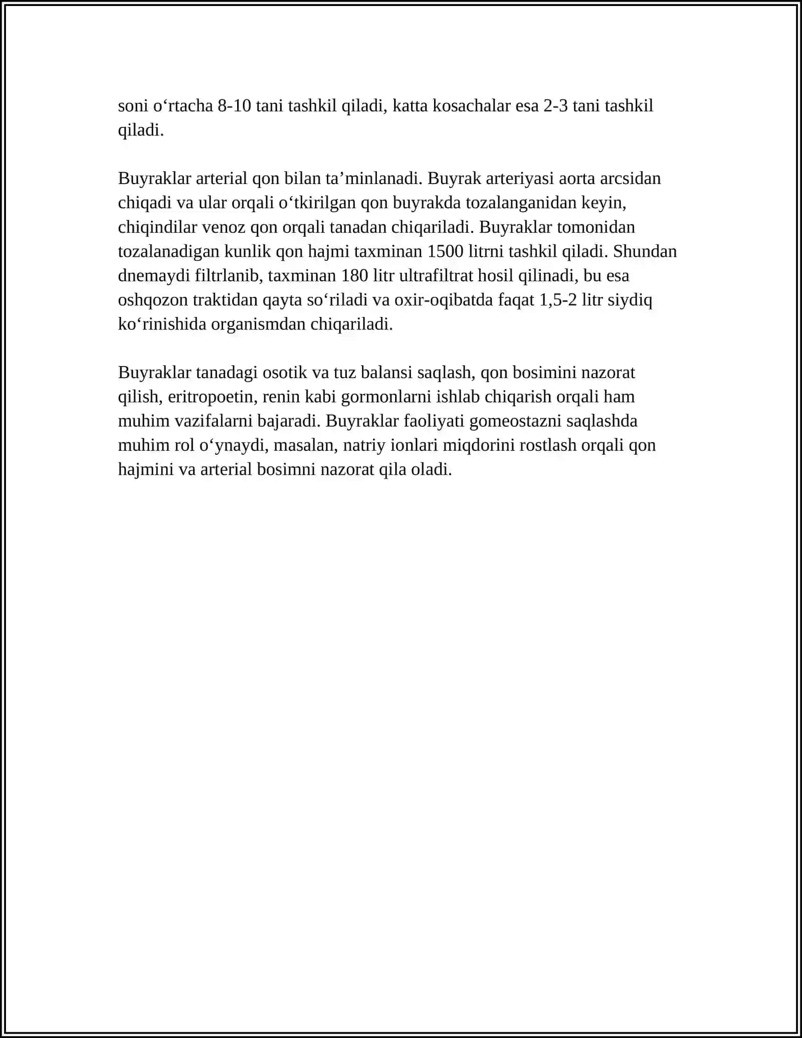 BUYRAKLAR VA SIYDIK YO'LLARI FUNKSIONAL ANATOMIYASI VA FIZIOLOGIYASI 4