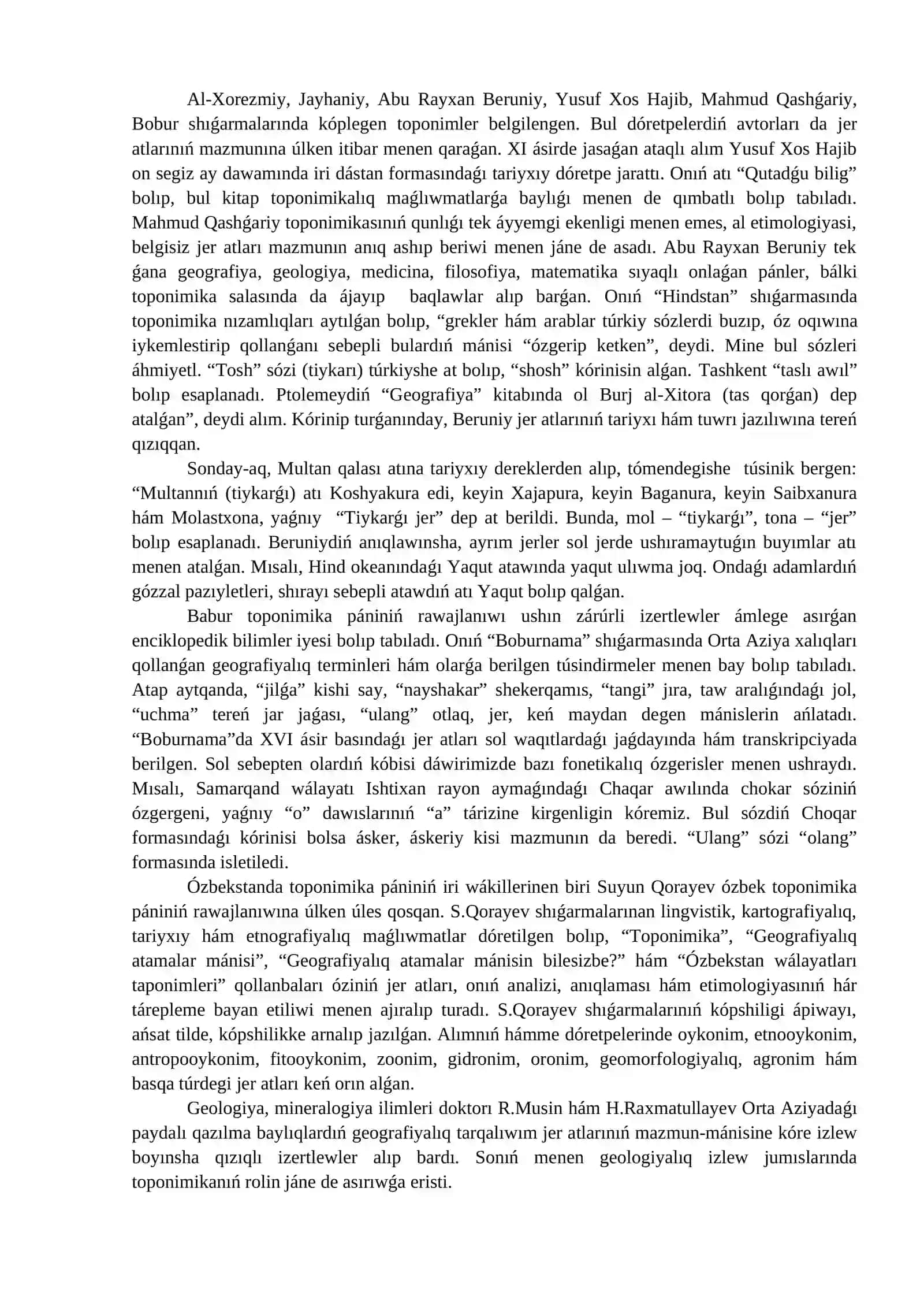 TOPONIMIKA ÚLKE TARIYXÍN ÚYRENIWDE TIYKARǴÍ DEREKLERDIŃ BIRI SÍPATINDA 4
