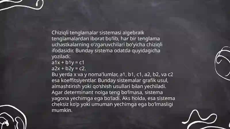Ikki nomalumli ikkita chiziqli tenglamalar sistemasi 4