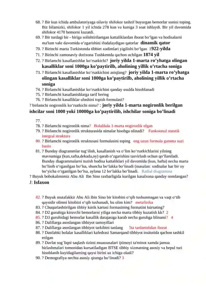 Tibbiyotga oid savol-javoblar to'plami 4