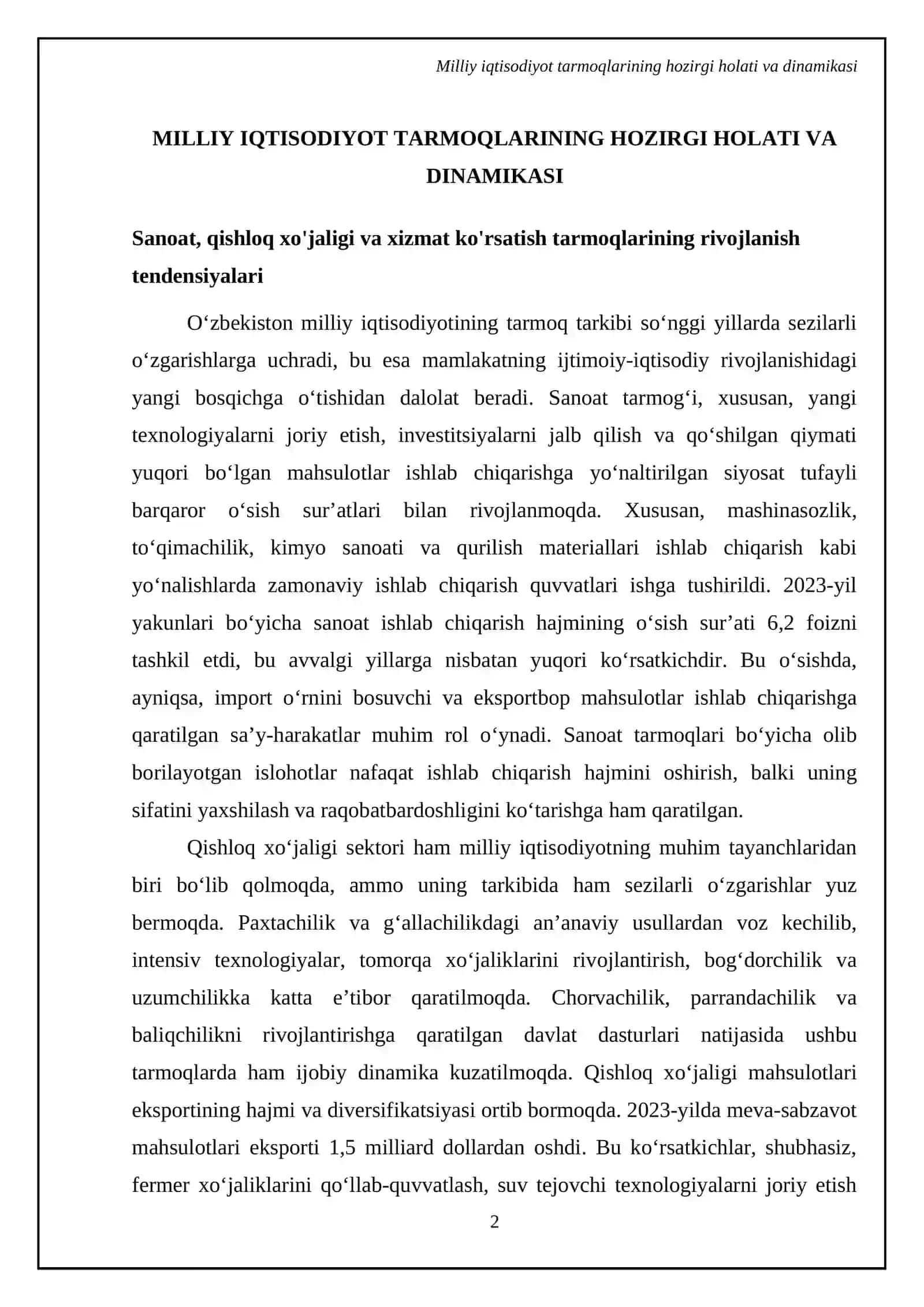 Milliy iqtisodiyotning tarmoq tarkibi va tahlili 4