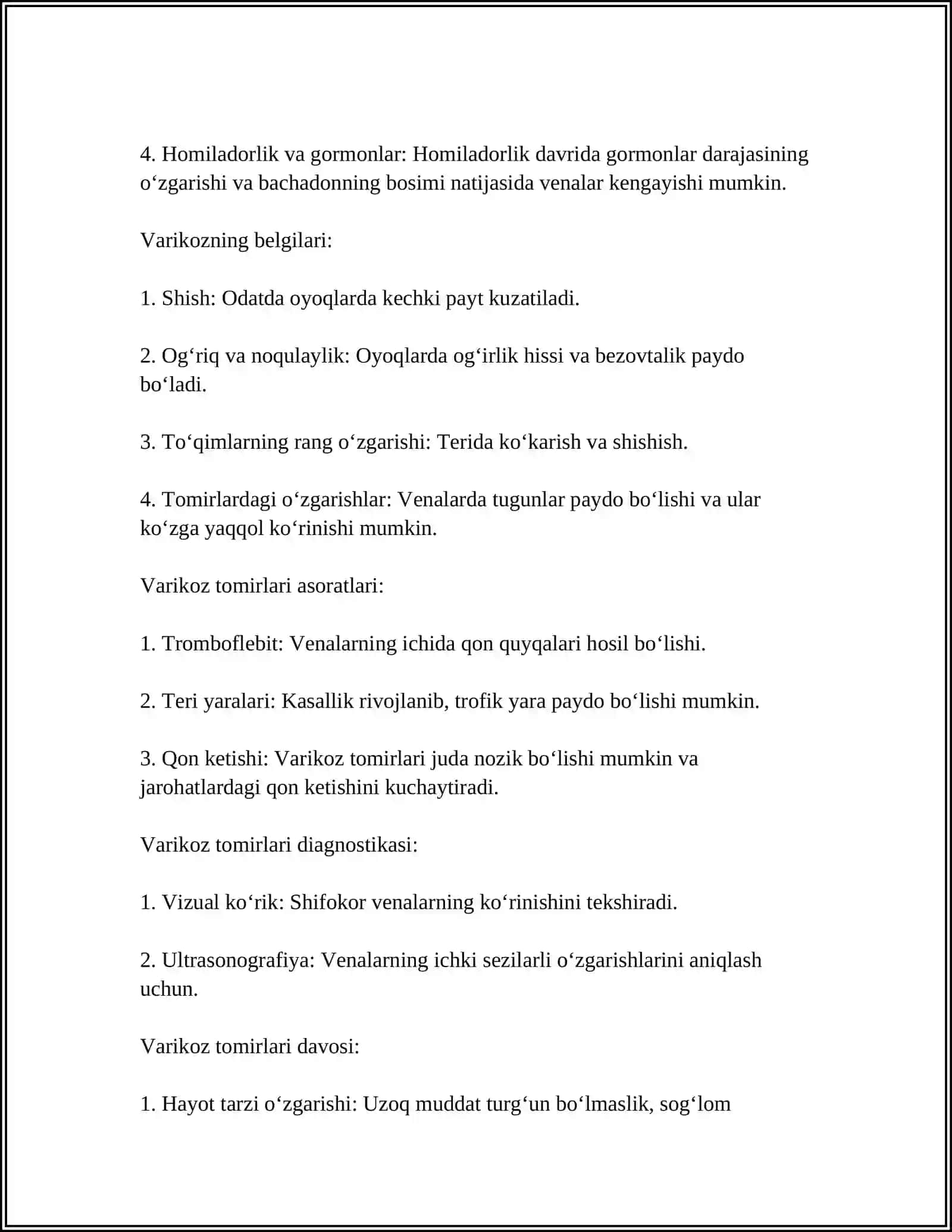 OYOQLARDAGI VARIKOZ TOMIRLARI – KASALLIK SABABLARI, BELGILARI VA DAVOLASH 4