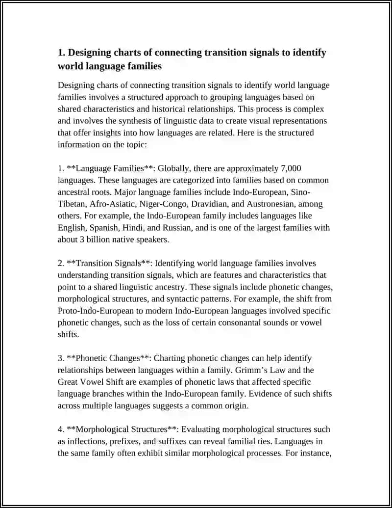 Designing Charts of Connecting Transition Signals to Identify World Language Families 4