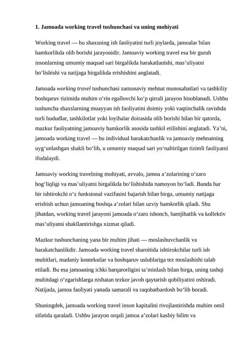 Jamoada Working Travelni Shakllantirish 4
