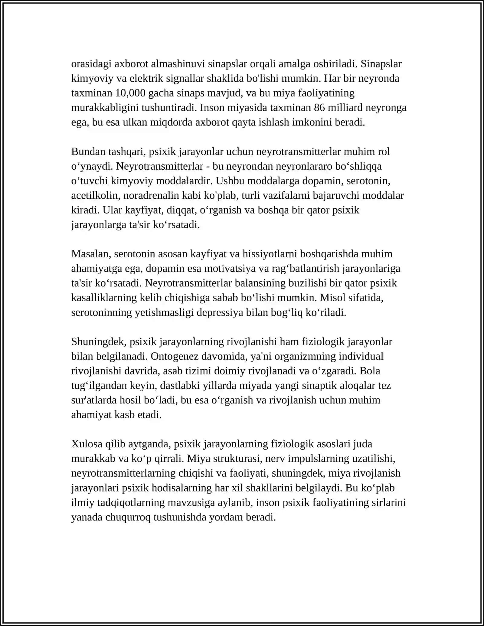 PSIXIK JARAYONLARNI FIZIOLOGIK HOLATLARDAN CHEKLANGANLIGI 4