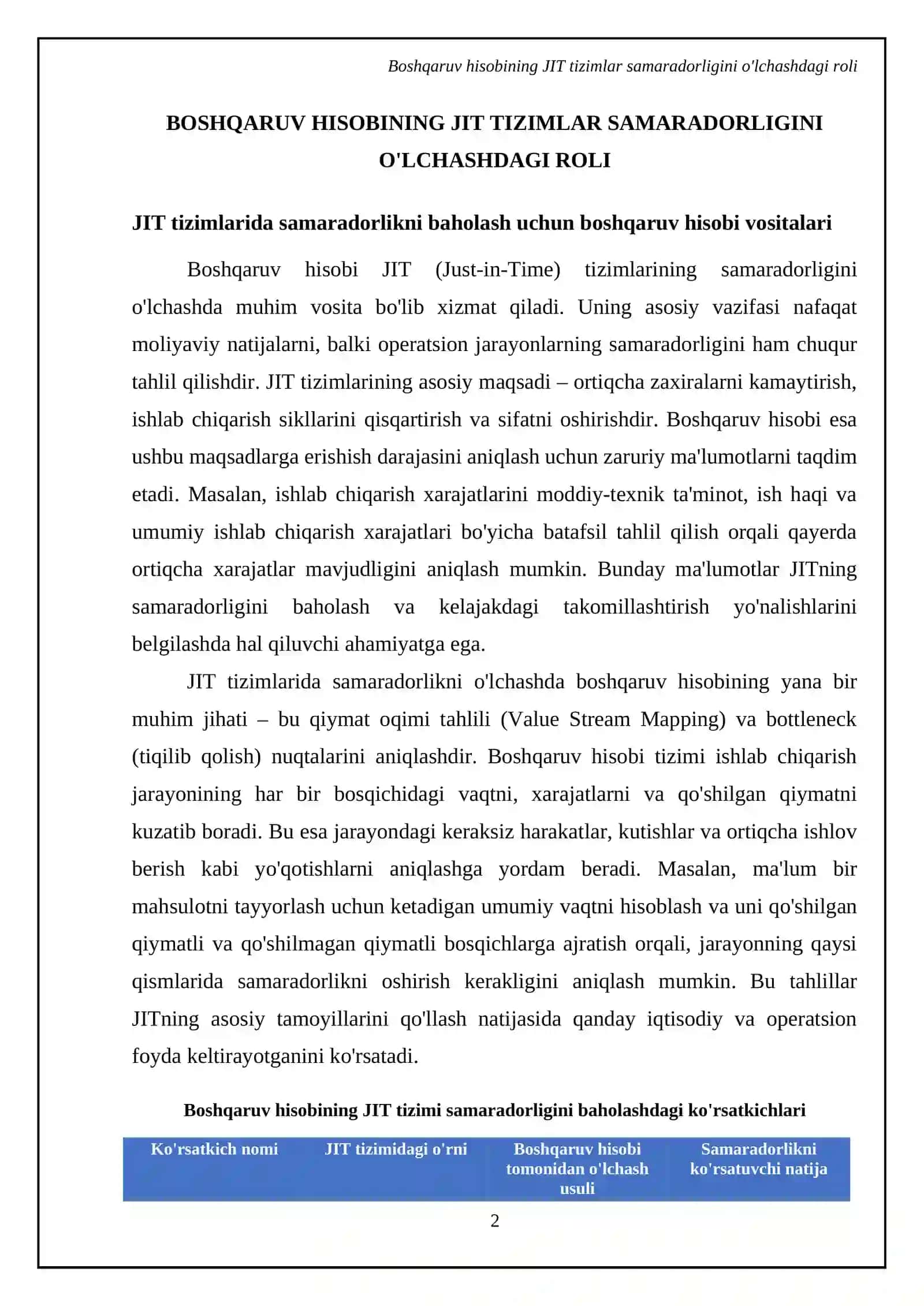Boshqaruv hisobini JIT tizimlarini takomillashtirish uchun qo'llash bo'yicha tavsiyalar 4