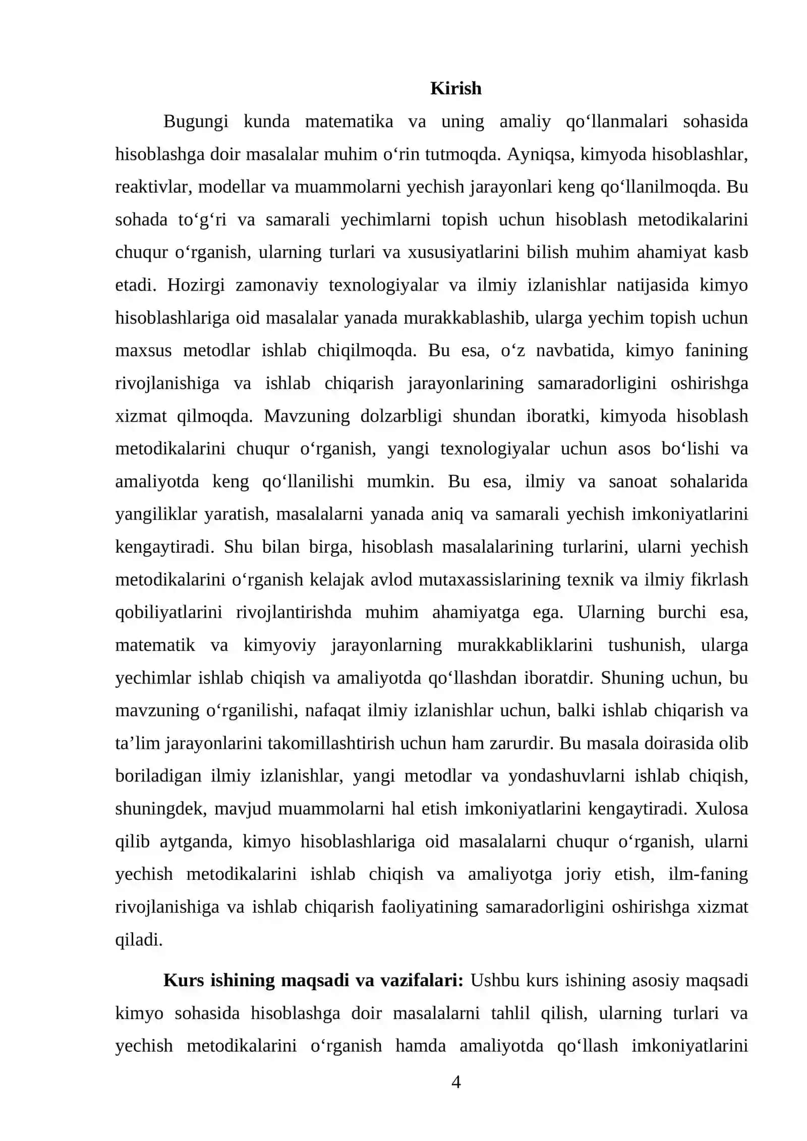 KIMYO OʻQITISH METODIKASI FANIDAN TAYYORLAGAN KURS ISHI 4