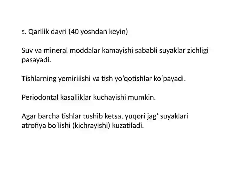 Yuqori jag’ tuzilishi yoshga oyid o’zgarishlar 4