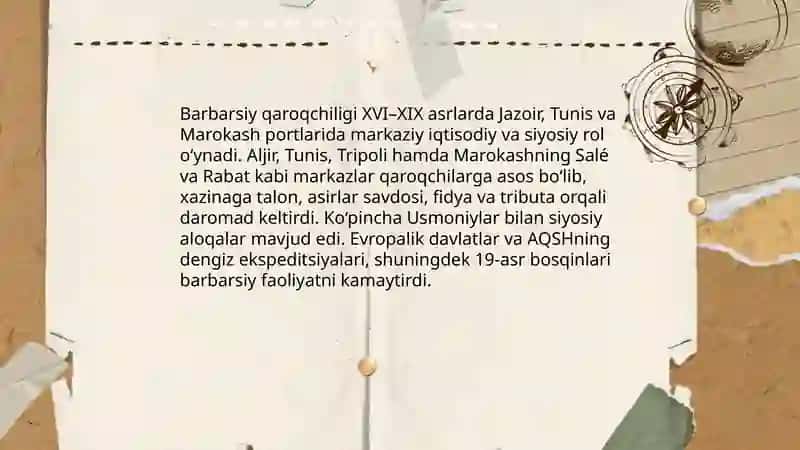 XVI-XIX ASRLARDA JAZOIR,TUNIS VA MAROKASH 4