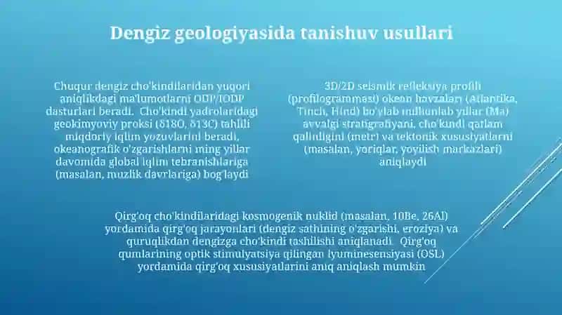 Dengiz okeanlarning geologik ishini baholash 4