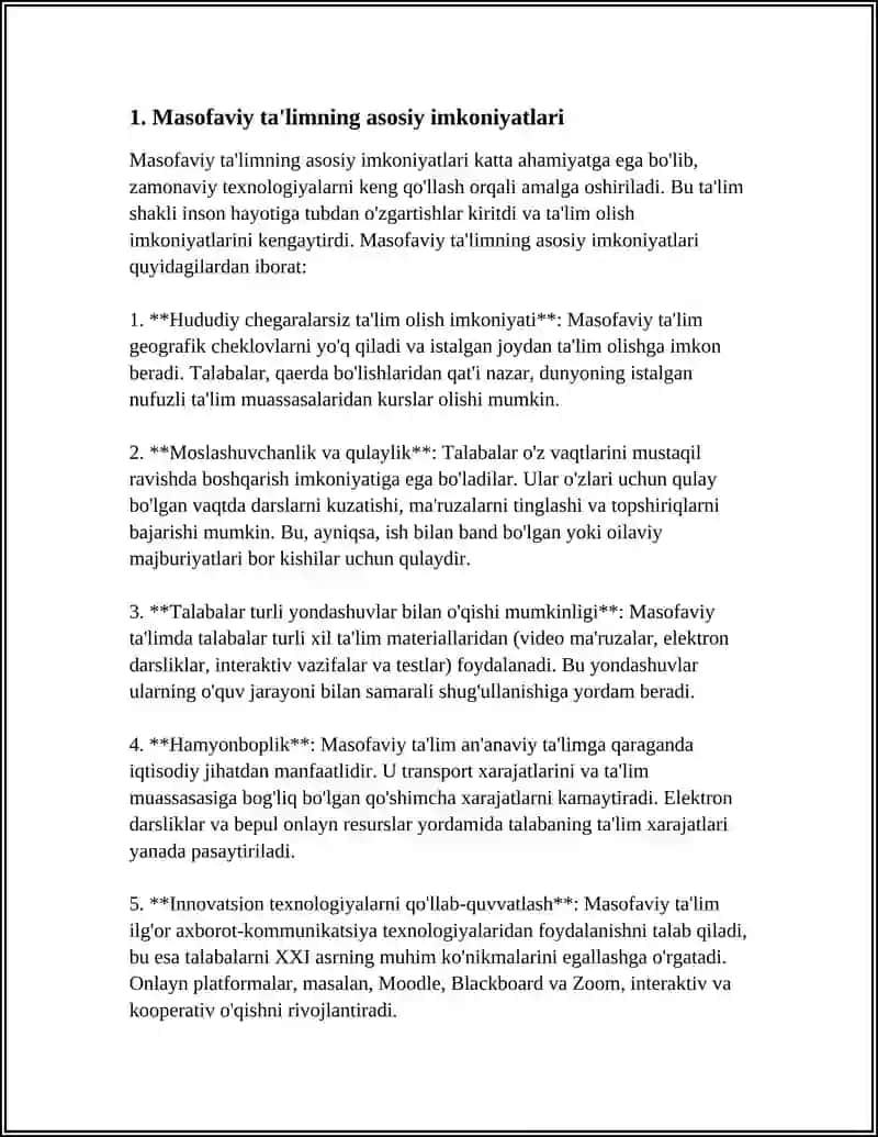 MASOFAVIY TALIM IMKONIYATLARI AFZALIKLARI VA ELEKTRON DARSLIKLAR 4