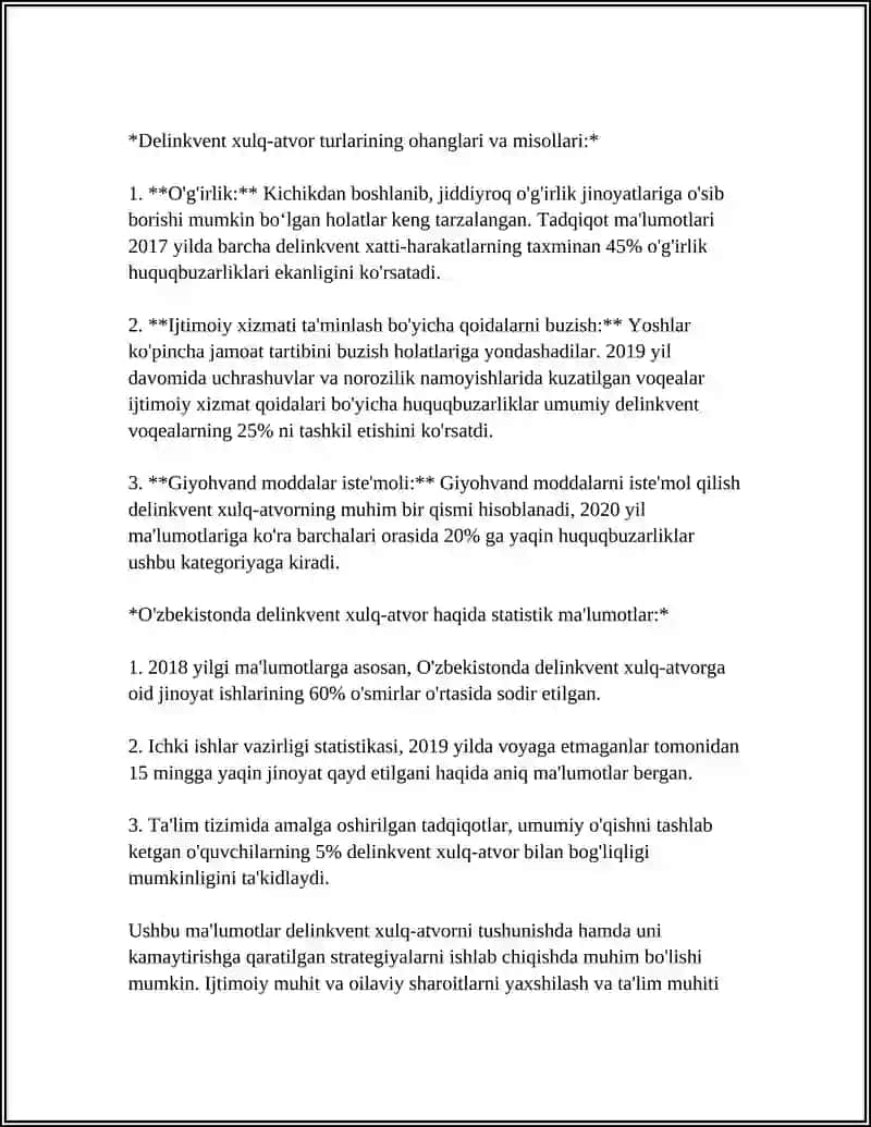DELINKVENT XULQ-ATVORNING TA'RIFI VA TURLARI 4