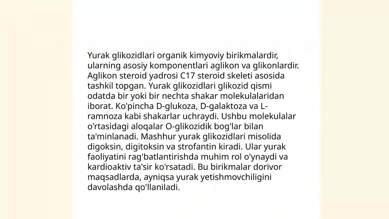 Yurak glikozidlarining kimyoviy tuzilishi va ahamiyati 4