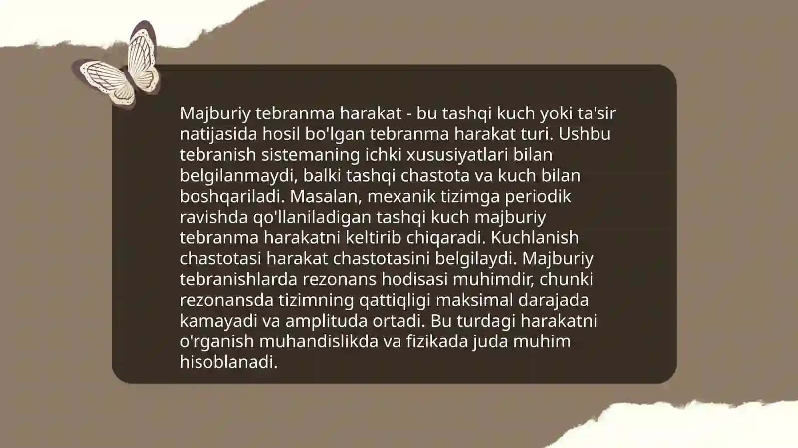 Erkin va majburiy tebranma harakatlar 4