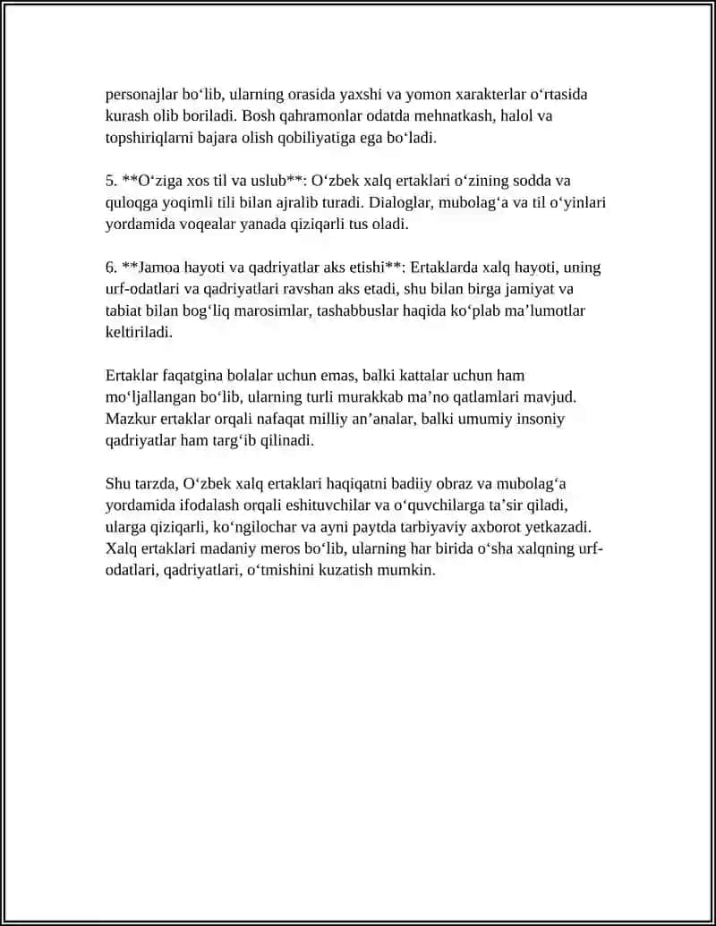 Oʻzbek Xalq Ertaklari va Ularning Tasnifi 4