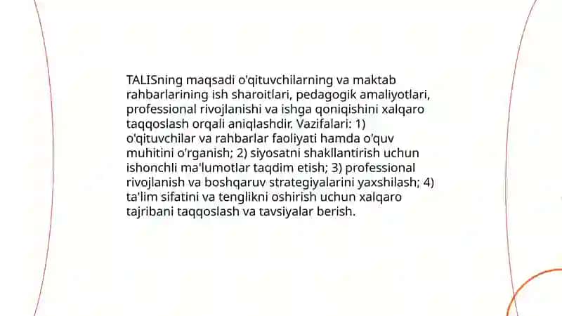 TALIS xalqaro baholashdasturi 4