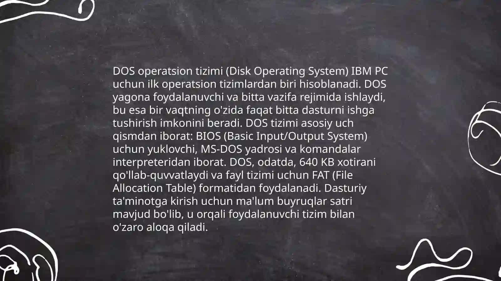 Kompyuterlarni ishga tushiruvchi sistemaviy dasturlar DOS, Windows operatsion tizimining oddiy va serverli sistemalarini kompyuterga oʻrnatish 4