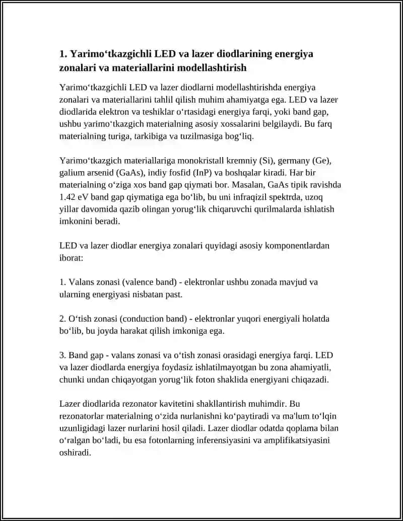 Yarimo‘tkazgichli LED va lazer diodlarni modellashtirish 4