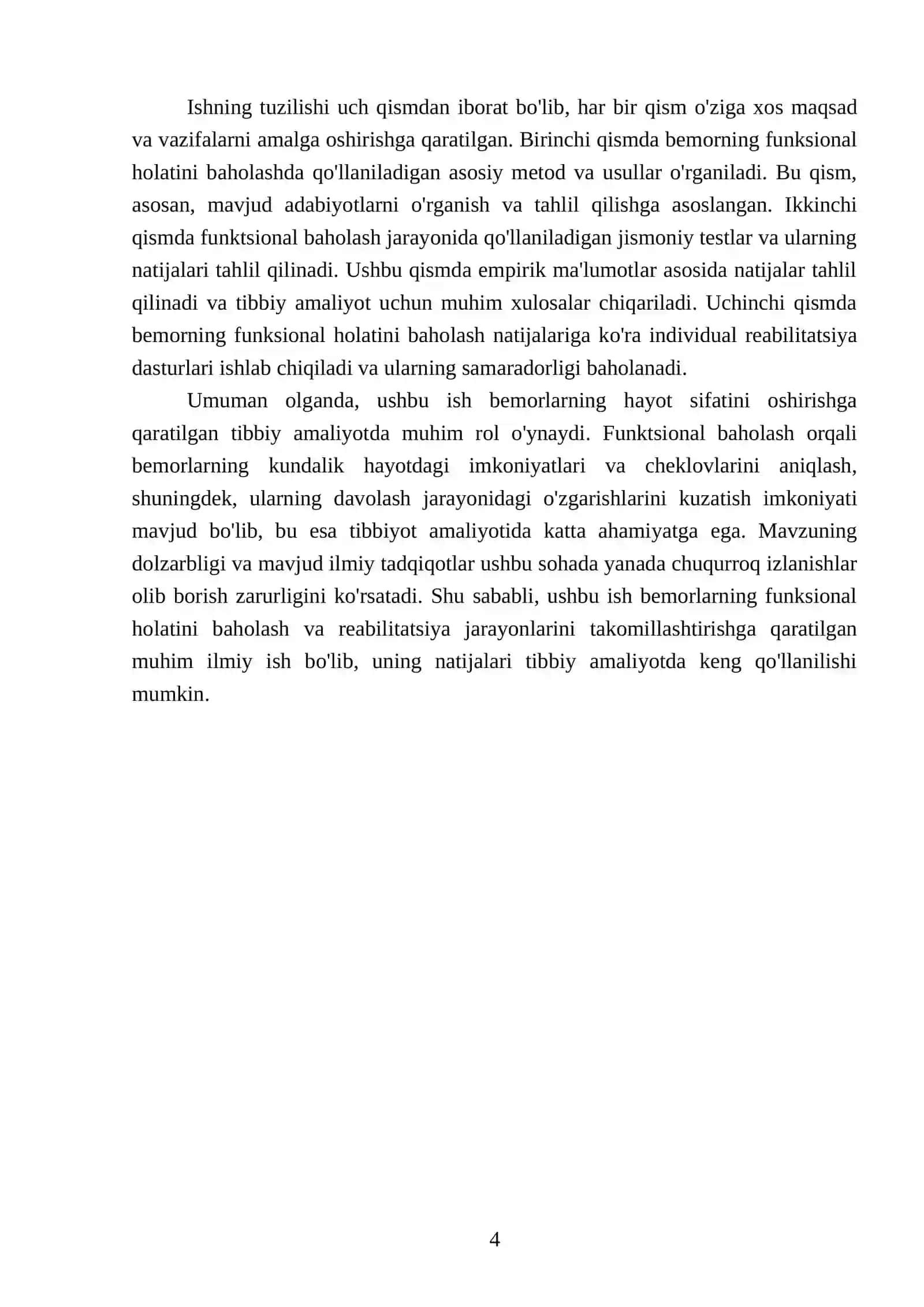Bemorning funksional holatini baholash 4