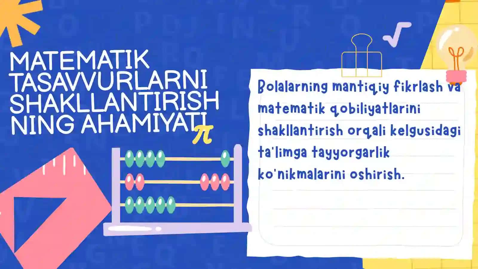 ELEMENTAR MATEMATIK TASAVVURLARNI SHAKLLANTIRISH METODIKASI 4